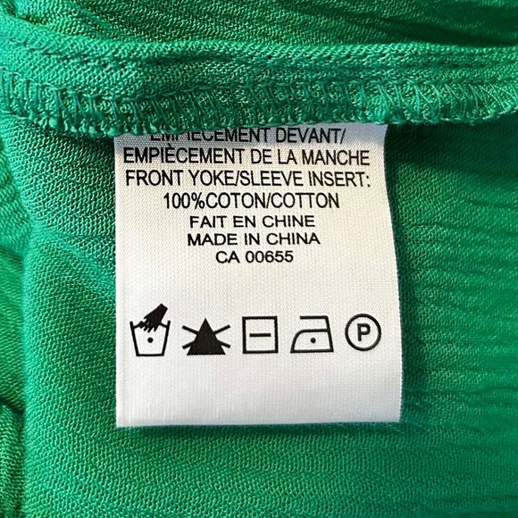 NEW PHOTOS! CROCHET DETAIL TOP, TASSLES, ¾ SLEEVES, KELLY GREEN, SIZE 24, RAYON/ - Picture 6 of 10